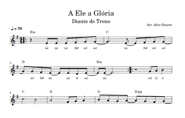 A Ele a Glória - Partitura Facilitada