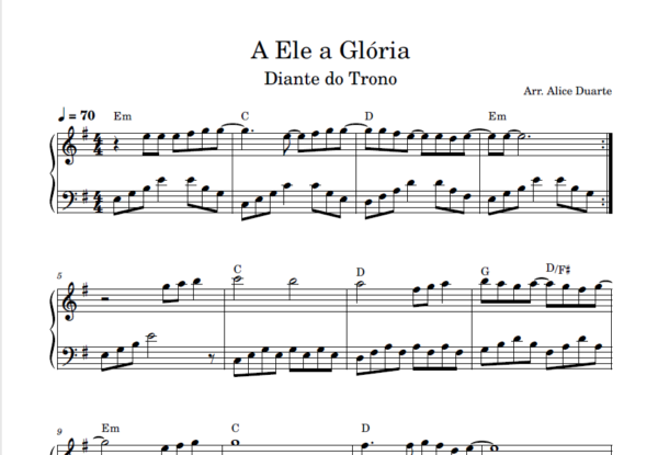 A Ele a Glória - Partitura para Piano