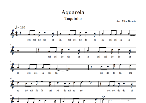 Aquarela - Partitura Facilitada