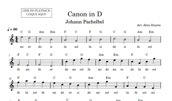 Canon in D - Partitura Facilitada