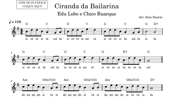 Ciranda da Bailarina - Partitura Facilitada