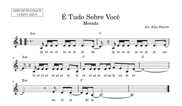 É Tudo Sobre Você - Partitura Facilitada