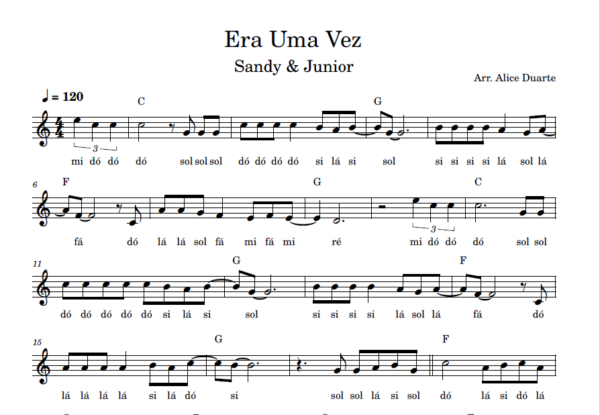 Era Uma Vez (Sandy e Júnior) - Partitura Facilitada
