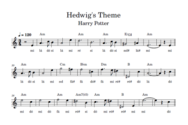 Hedwig's Theme - Partitura Facilitada
