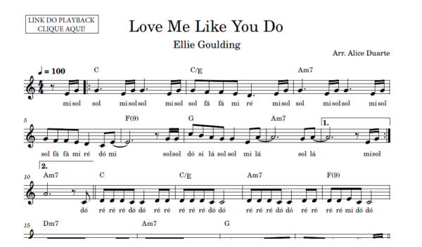 Love Me Like You Do - Partitura Facilitada