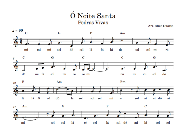 Ó Noite Santa - Partitura Facilitada