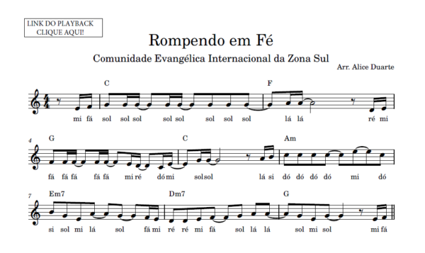 Rompendo em Fé - Partitura Facilitada