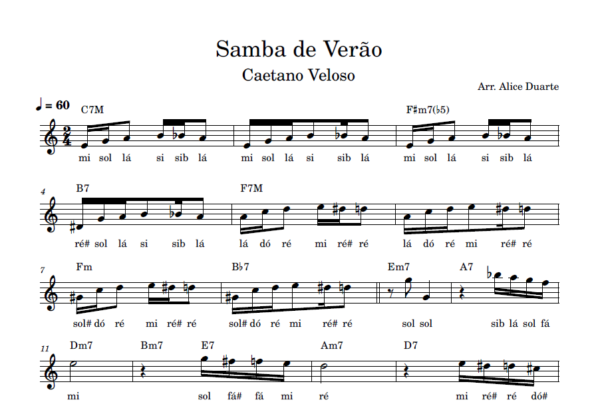Samba de Verão - Partitura Facilitada
