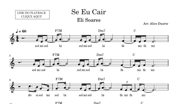 Se Eu Cair - Partitura Facilitada