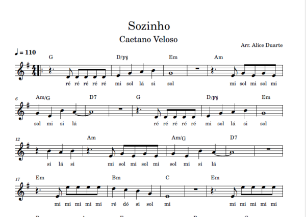 Sozinho - Partitura Facilitada