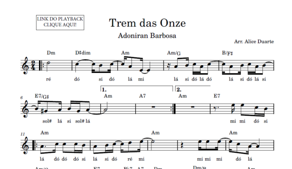 Trem das Onze - Partitura Facilitada