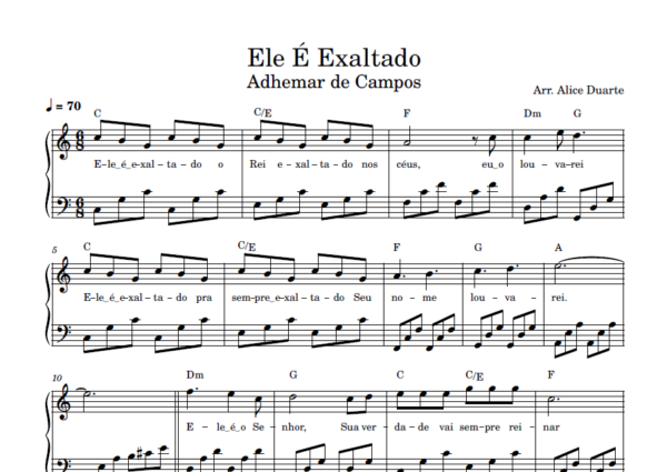 Ele É Exaltado - Partitura para Piano