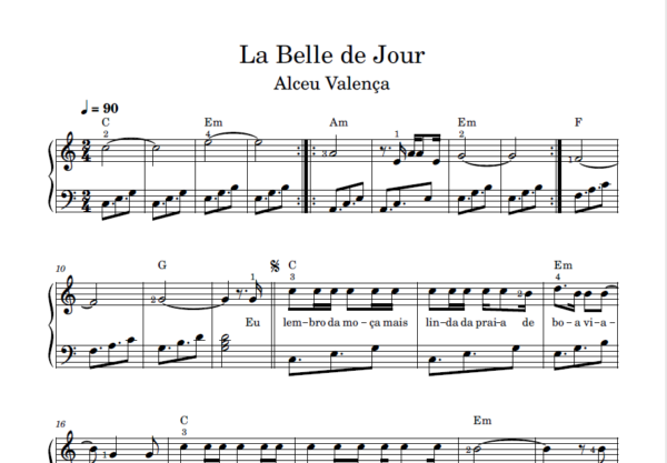 La Belle de Jour - Partitura para Piano