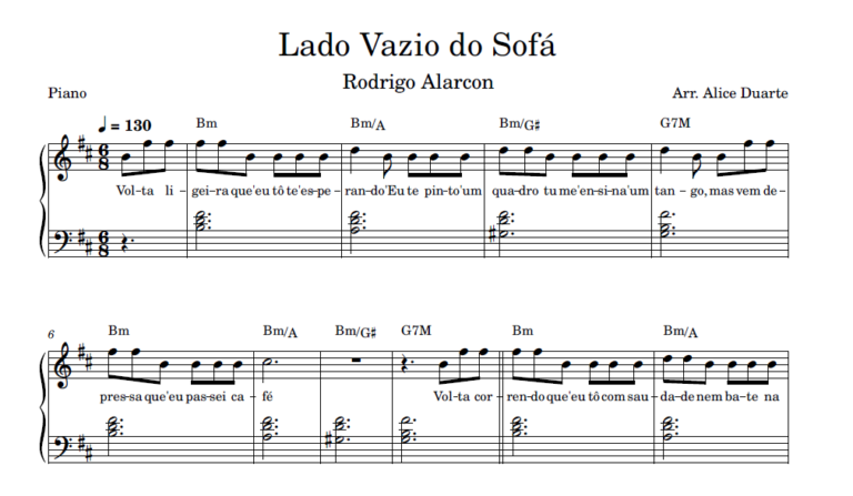 Lado Vazio do Sofá – Partitura para Piano (Iniciante)