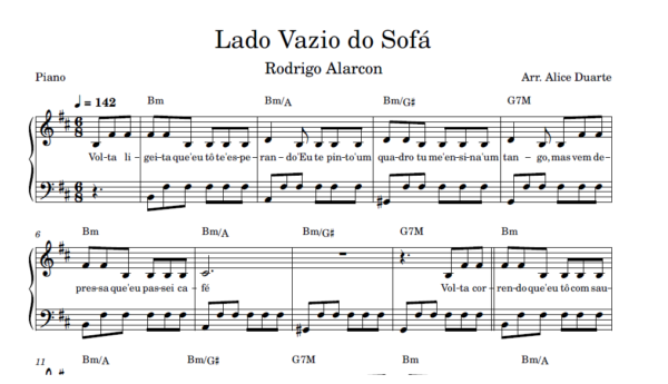Lado Vazio do Sofá - Partitura para Piano (Intermediário)