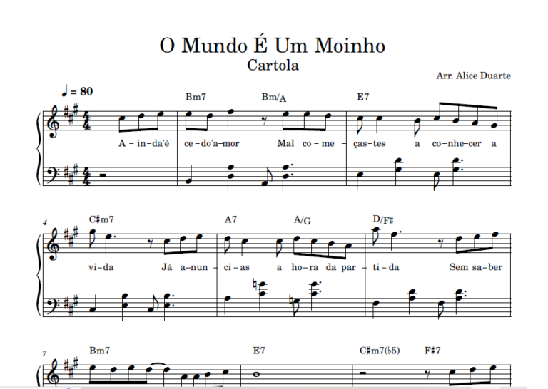 O Mundo É Um Moinho – Partitura para Piano - (Cartola)