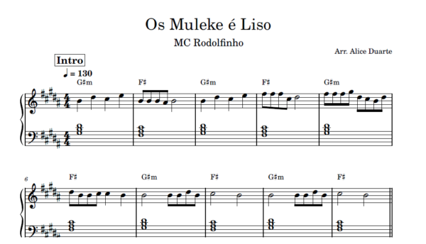 Os Muleke é Liso - Partitura para Piano