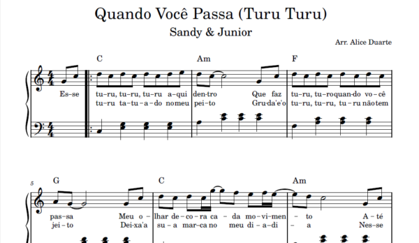 Quando Você Passa/Turu Turu - Partitura para Piano