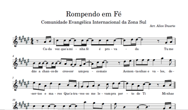 Rompendo em Fé - Partitura para Sax Alto