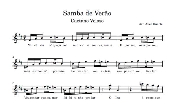 Samba de Verão - Partitura para Sax Alto