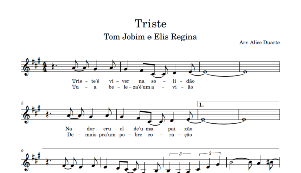 Triste - Partitura para Clarinete, Sax Tenor e Trompete (sib)