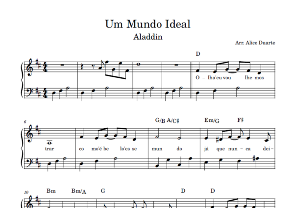 Um Mundo Ideal - Partitura para Piano