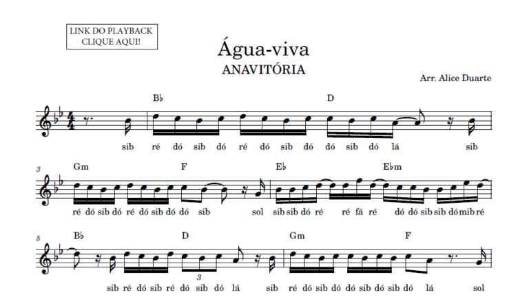 Água-viva – Partitura Facilitada - (ANAVITÓRIA)
