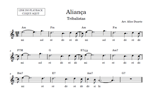 Aliança (Tribalistas) - Partitura Facilitada