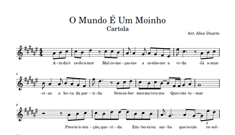 O Mundo É Um Moinho – Partitura para Sax Alto - (Cartola)