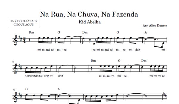 Na Rua, Na Chuva, Na Fazenda - Partitura Facilitada - PDF