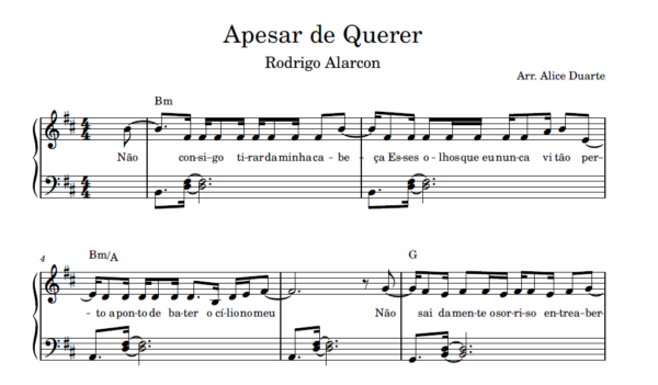 Apesar de Querer - Partitura para Piano