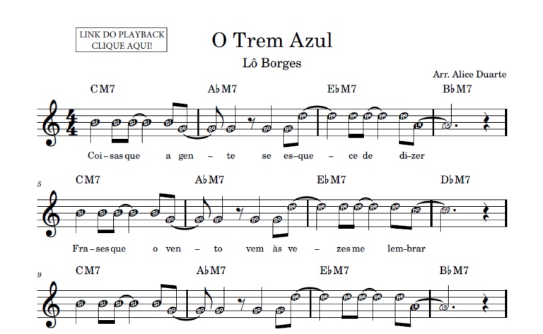O Trem Azul – Partitura Facilitada - (Lô Borges)