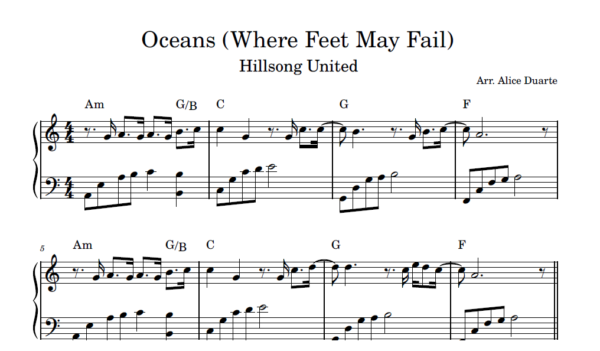Oceans - Partitura para Piano