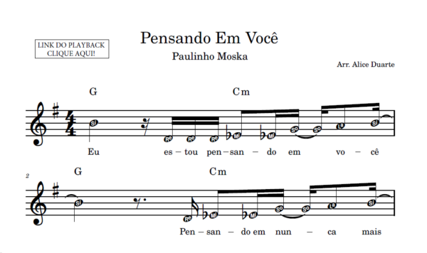 Pensando Em Você - Partitura Facilitada