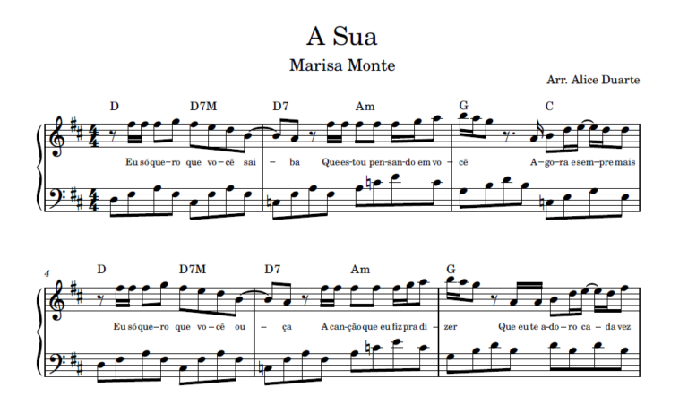 A Sua – Partitura para Piano - (Marisa Monte)