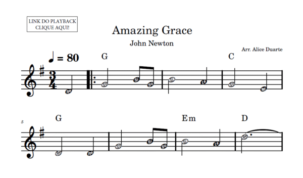 Amazing Grace - Partitura Facilitada