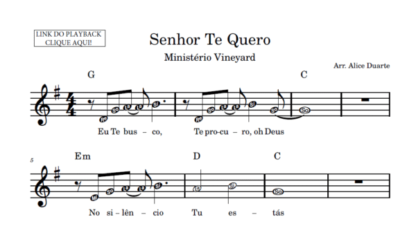 Senhor Te Quero - Partitura Facilitada