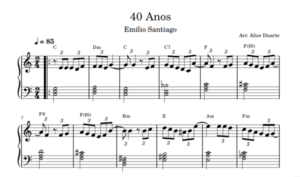40 Anos - Partitura para Piano