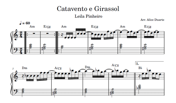 Catavento e Girassol - Partitura para Piano