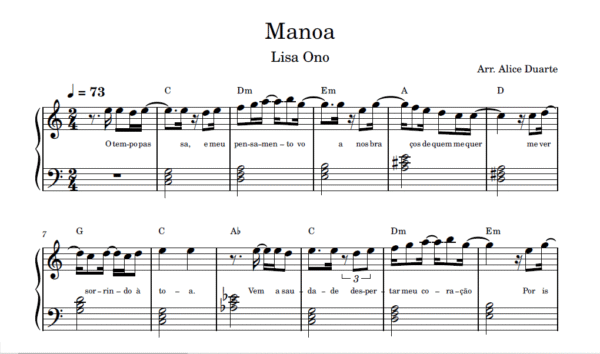 Manoa - Partitura para Piano