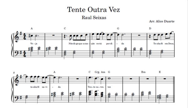 Tente Outra Vez - Partitura para Piano