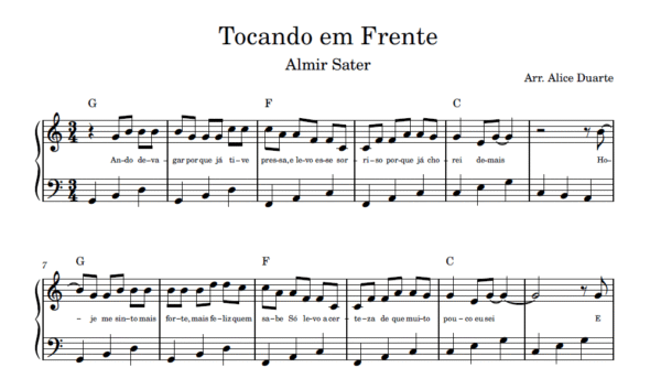 Tocando em Frente - Partitura para Piano
