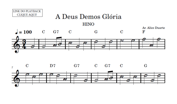 A Deus Demos Glória - Partitura Facilitada
