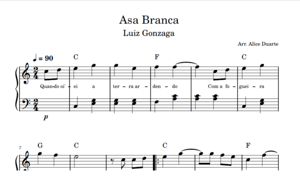 Asa Branca - Partitura para Piano