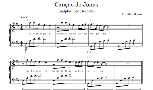 Canção de Jonas - Partitura para Piano