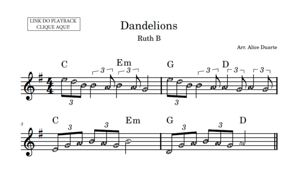 Dandelions - Partitura Facilitada