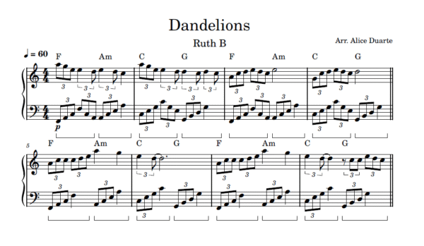 Dandelions  - Partitura para Piano