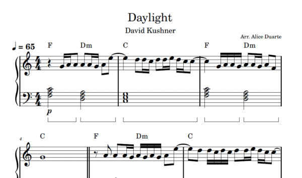 Daylight  - Partitura para Piano