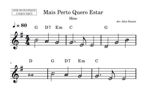 Mais Perto Quero Estar - Partitura Facilitada
