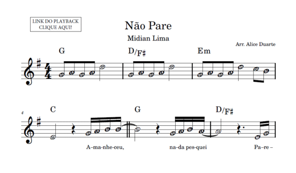 Não Pare - Partitura Facilitada